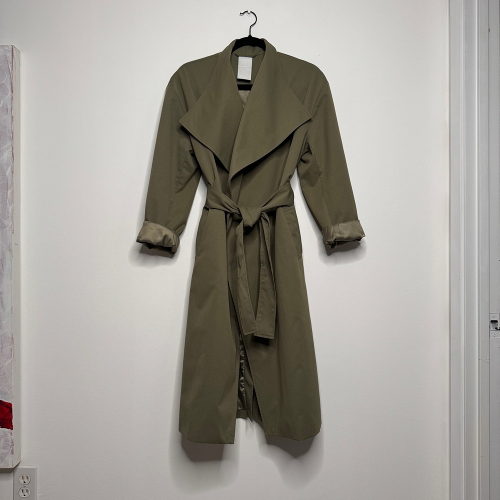 SOLD — Noize Green Trench Coat with Belted Waist